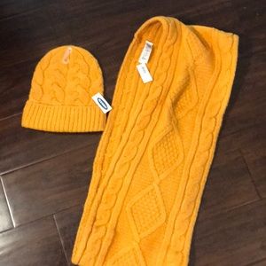 NWT mustard color hat and loop scarf